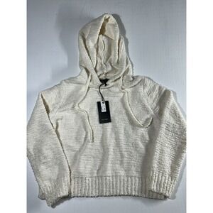 Greige Brand Knit Pullover Soft Textured Sweater Hoodie Beige Size Small